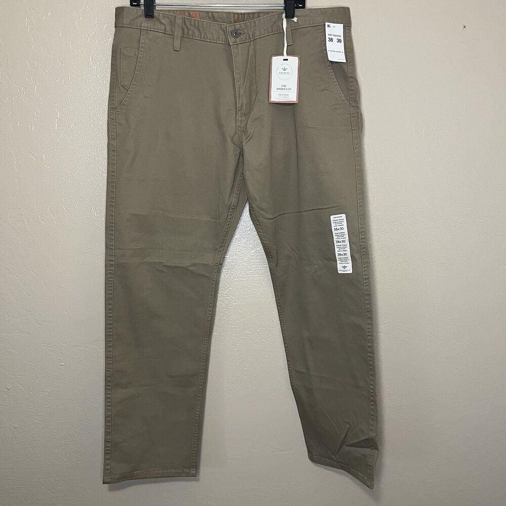 Dockers Men's Brown Alpha Khaki Slim Tapered Fit Pants 38x30 Office Profess